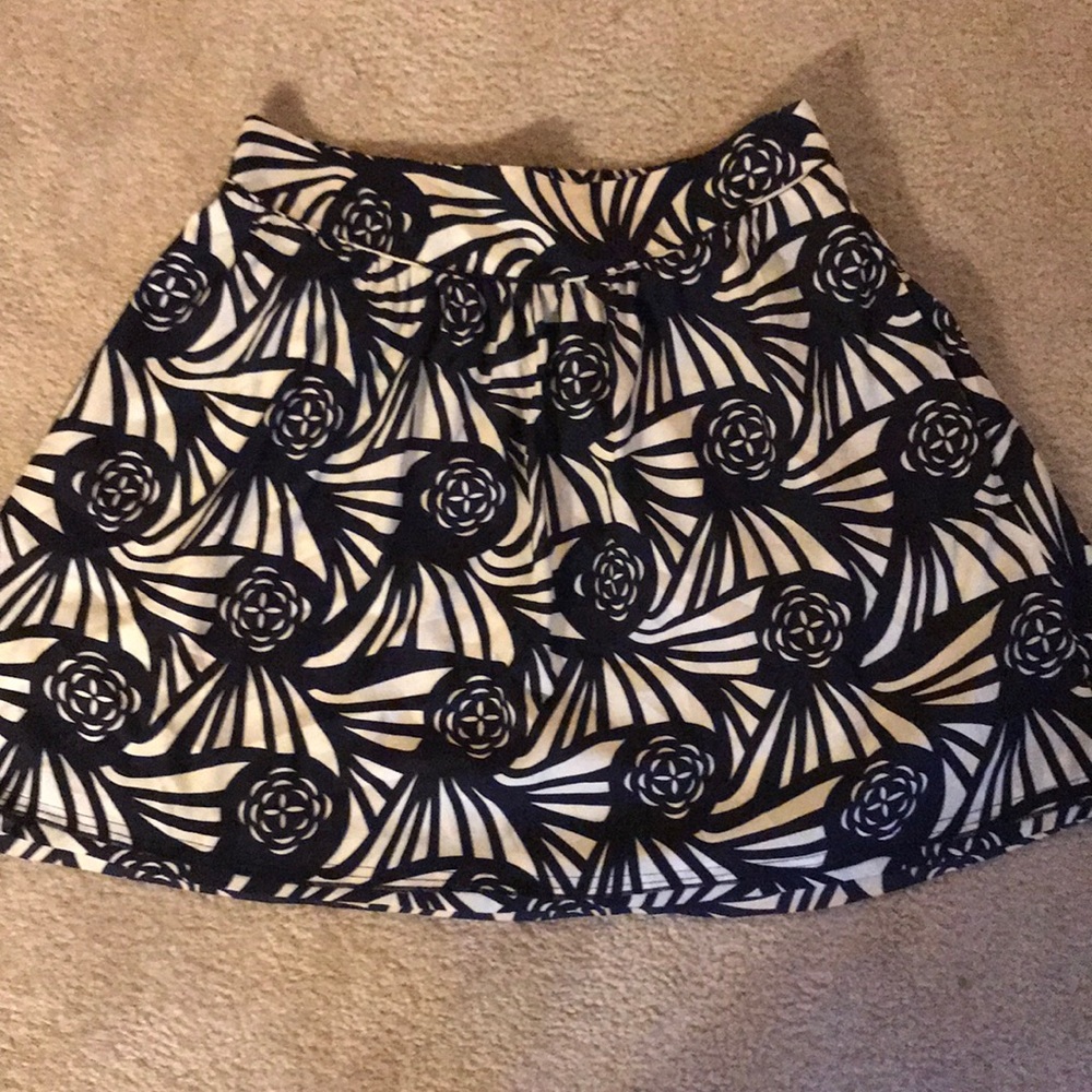 Anthropologie navy and white floral full skirt
